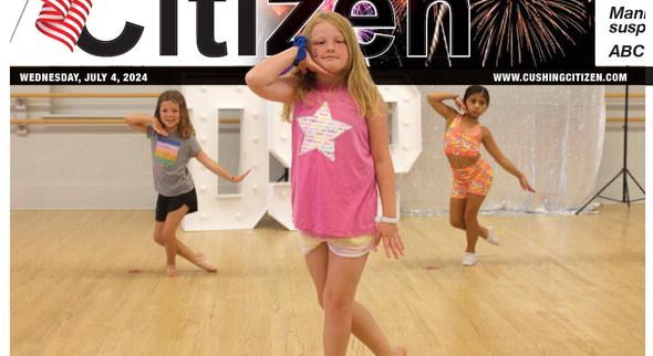 Young Swifties Grey Griffith, Kammi Long and Avah Lopez dance to a Taylor Swift mash-up during the Dance Star Productions Taylor Swift Camp last week. Photo by Raynee Howell.